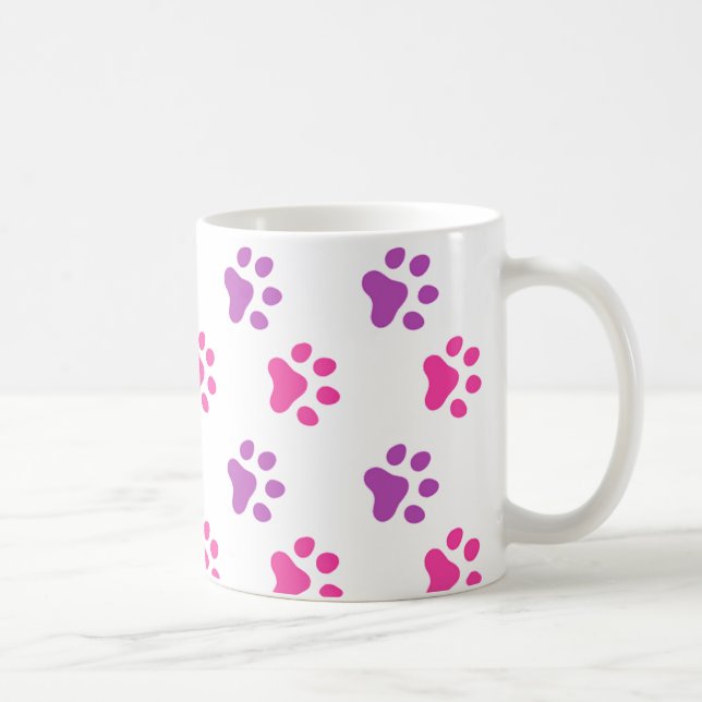 De Café Pata cor-de-rosa/roxa bonito imprime a caneca (Direita)