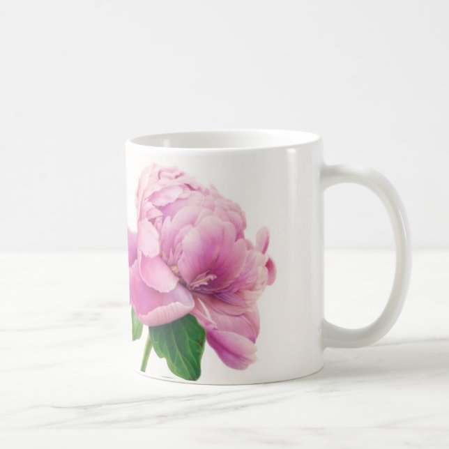 De Café Peônia cor-de-rosa na caneca (Direita)