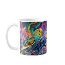 Periquitos vibrantes. Caneca