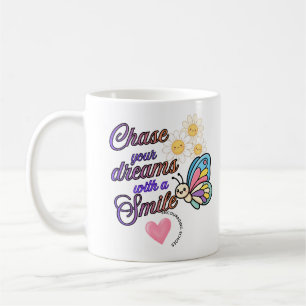 De Café Persiga Seus Sonhos Com um Sorriso Caneca Inspirad