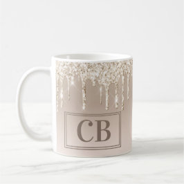 De Café Pêssego Elegante - Caneca Glitter Beige Faux
