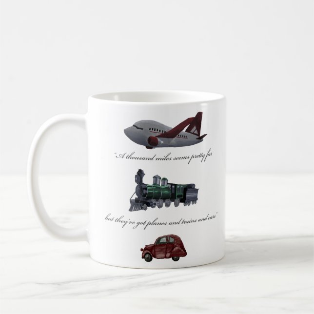 De Café planos e trens e caneca dos carros (Esquerda)