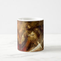 Pnha sobre a armadura da caneca do guerreiro do