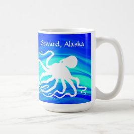 De Café Polvo 6 no verde azul, Seward - 15 onças. Caneca