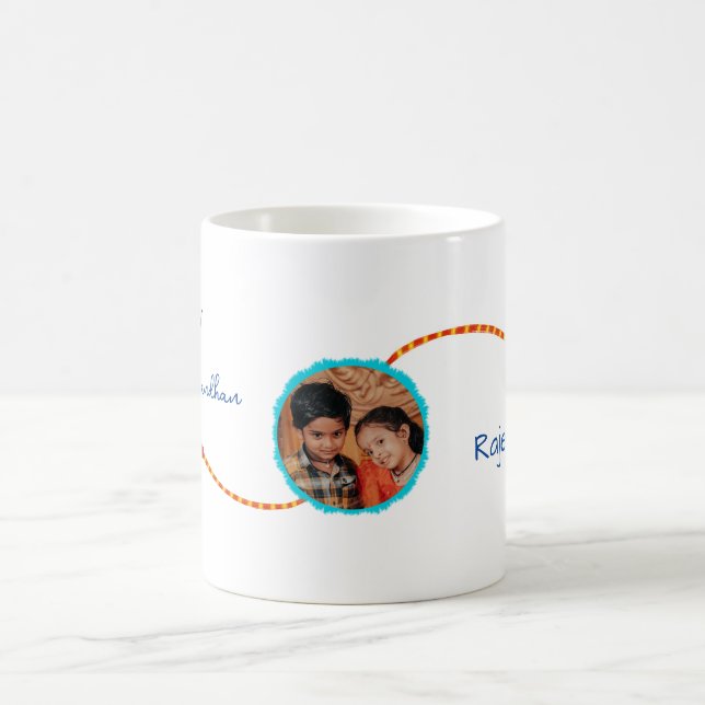 De Café Presente do Raksha bandhan com foto, Caneca Rakhi/ (Centro)