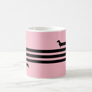 De Café Preto e rosa engraçados da caneca do dachshund