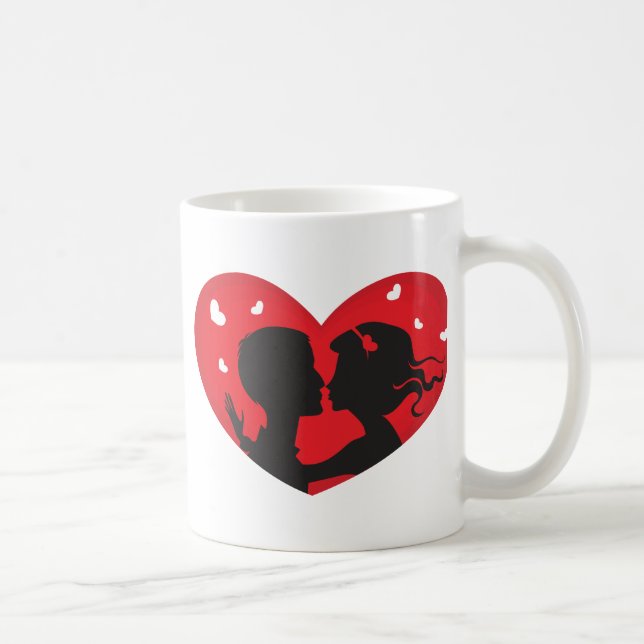 De Café Primeira caneca do Coração Vermelho do Beijo (Direita)