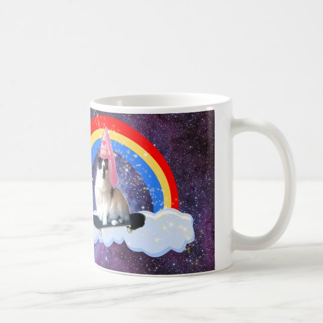 De Café Princesa engraçada Skate Gato Caneca do arco-íris (Direita)