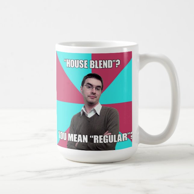 De Café Privilégio que nega a caneca da "mistura casa " (Direita)