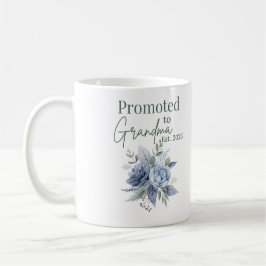 De Café Promovido à vovó 2025, caneca azul floral