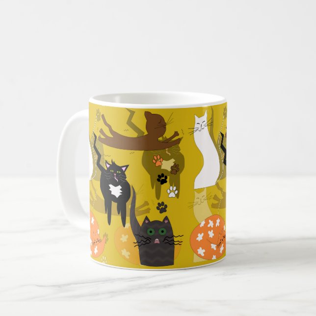 De Café Que gatos tão diferentes. Caneca (Frente Esquerda)
