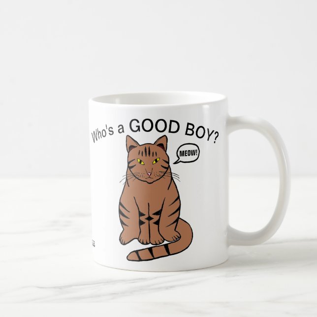 De Café Quem é um BOM RAPAZ? Caneca Gato Marrom Tabby (Direita)
