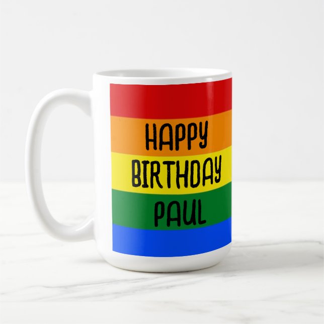 De Café Rainbow Happy Birthday caneca (Esquerda)