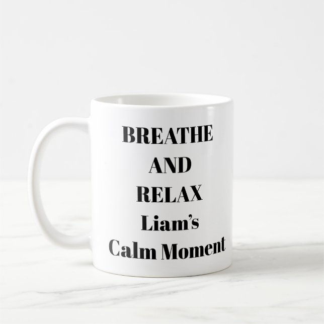 De Café Respire e relaxe caneca personalizada (Esquerda)