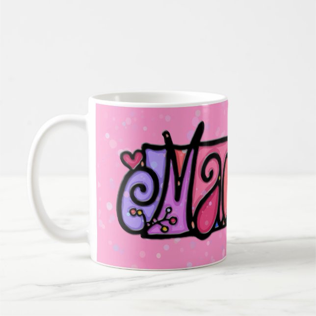 De Café Rosa pintado costume da caneca MADELYN + flor (Esquerda)