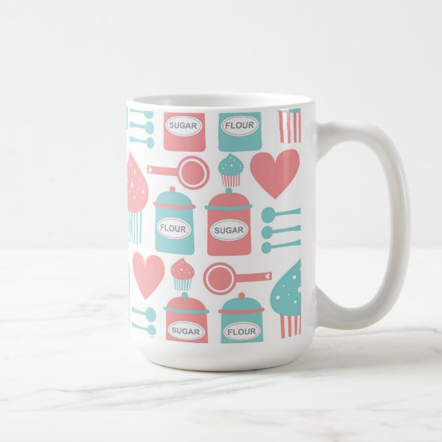 De Café Rosa retro da cozinha & turquesa & caneca dos (Direita)