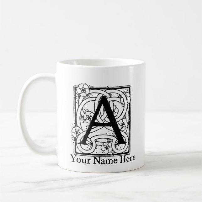 De Café Rotule uma caneca personalizada do monograma (Esquerda)
