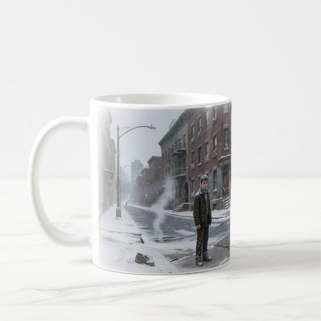 De Café Rua da Cidade Nevada Luta Familiar Inverno Caneca (Esquerda)