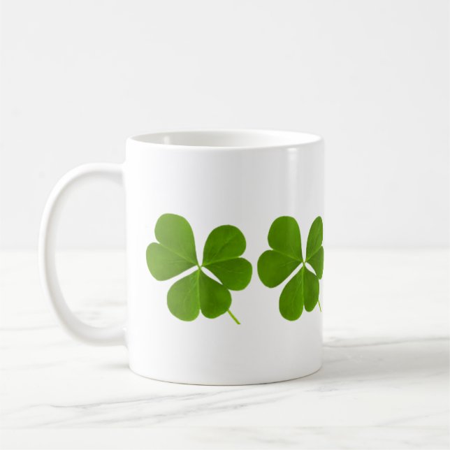 De Café Rua. Patricks Day Green Shamrock Clover - caneca d (Esquerda)