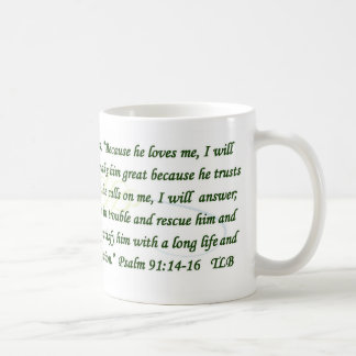 De Café Salmo 91 porque me ama caneca do verde azul