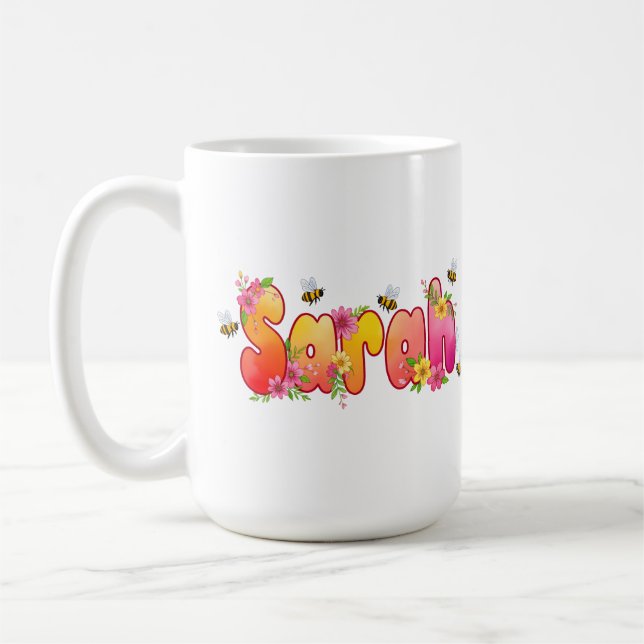 De Café Sarah - Caneca com Design Floral e Abelha (Esquerda)