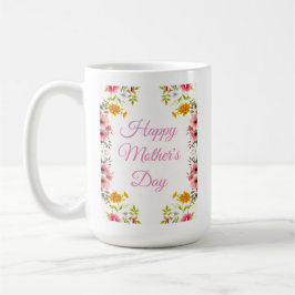De Café Saudação em Caneca do Dia das Mães Floral 2 Lados