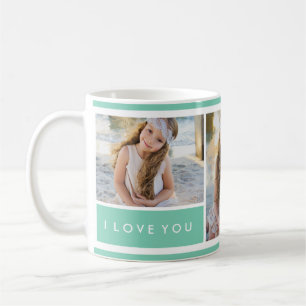 De Café Seafoam Eu Te Amo Colagem Fotográfica   Caneca