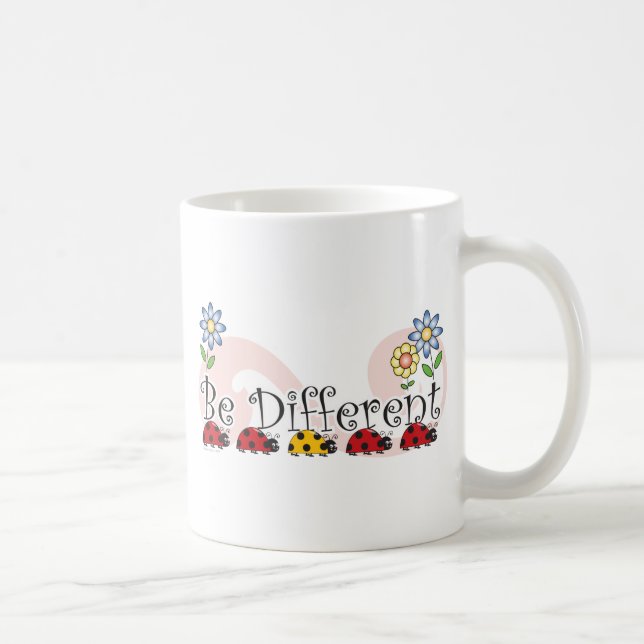 De Café Seja joaninhas diferentes com caneca das flores (Direita)