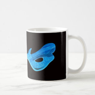 De Café sereia azul na caneca preta do fundo