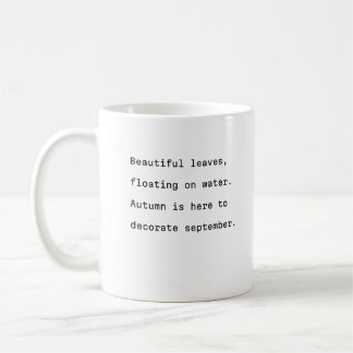 De Café Setembro caneca tipografia poética folhas