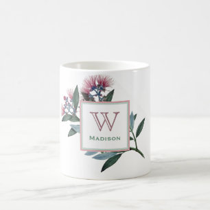 De Café Sua caneca botânica do monograma do vintage