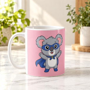 De Café Super Koala Herói Crianças Super-Herói Caneca Rosa