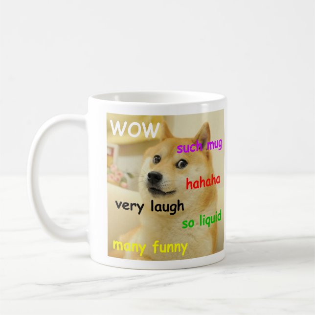 De Café Tal Meme do Doge Muito Cachorro Caneca Engraçada (Esquerda)