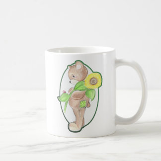 De Café Teddybear, joaninha, e caneca do girassol