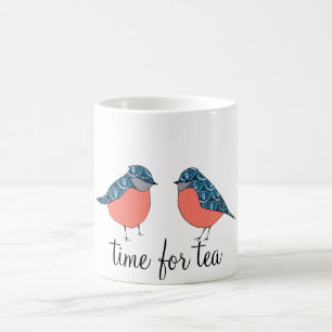 De Café Tempo azul do pássaro para a caneca do chá