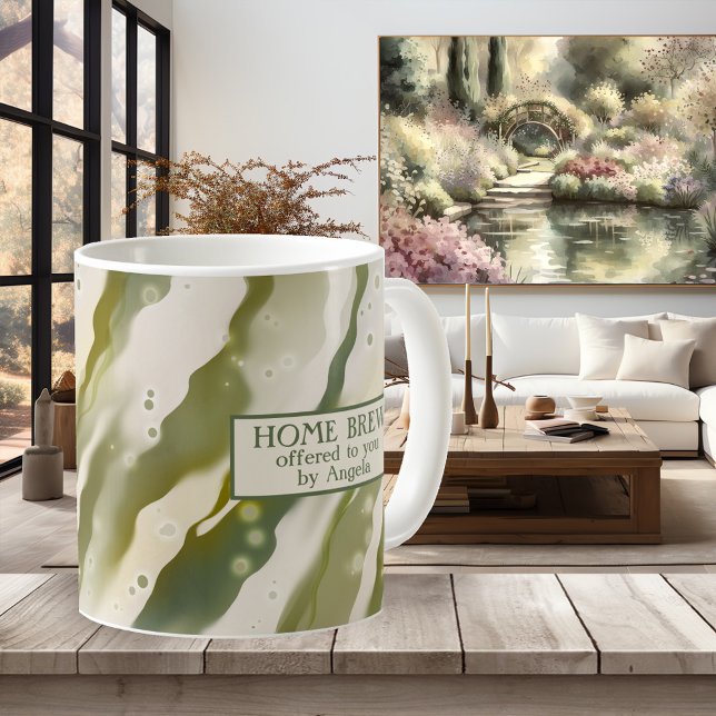 De Café Testemunhas Mágicas Criam Caneca Verde (Modern green abstract flow artistic design mug inspired by the ocean)