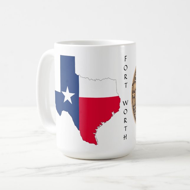 De Café Texas Gráfico & Texas Trilha em branco, Caneca (Frente Esquerda)