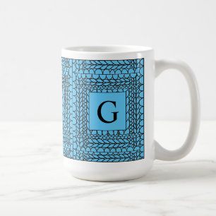 De Café Tricô Ponto Azul Caneca Alta Branca + Texto