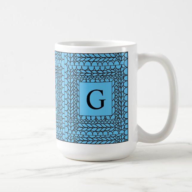 De Café Tricô Ponto Azul Caneca Alta Branca + Texto (Direita)