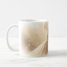 Um Sonho Suave ao Lado da Caneca do Relógio Dourad