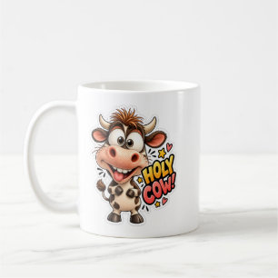 De Café 🐄😄 Vaca Sagrada! Caneca Divertida ☕✨