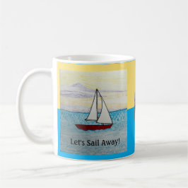 De Café Vamos Para Longe! Caneca Red Sailboat