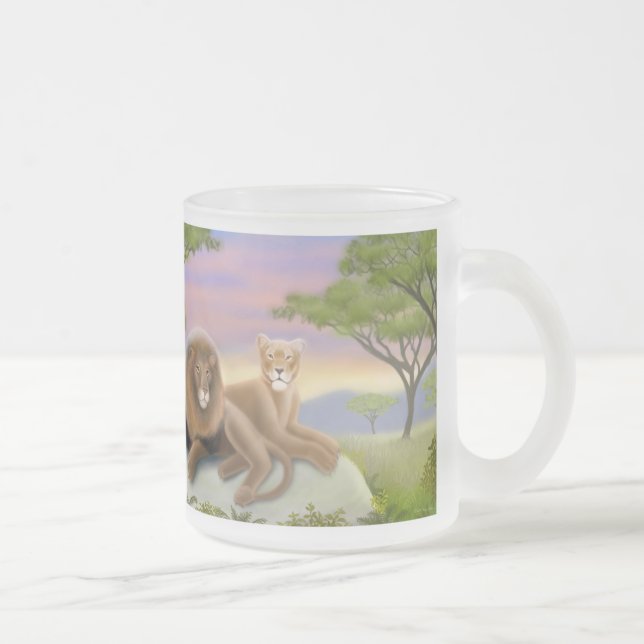 De Café Vidro Jateado Caneca africana dos leões em repouso (Direita)