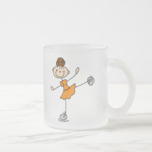 De Café Vidro Jateado Caneca alaranjada da menina do patinagem no gelo