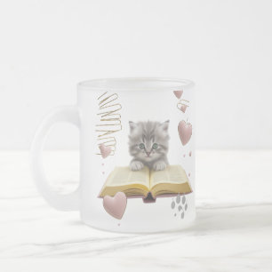 De Café Vidro Jateado Caneca Bicolor Gatinho Livresco Caprichoso – Mágic
