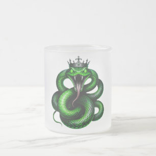 De Café Vidro Jateado Caneca Branca com Serpente Verde Coroada