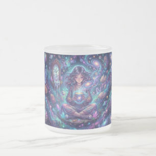 De Café Vidro Jateado Caneca Deusa Cósmica – Meditação Feminina Galáxia