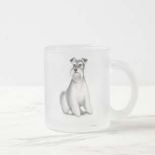 De Café Vidro Jateado Caneca do cão do Schnauzer diminuto