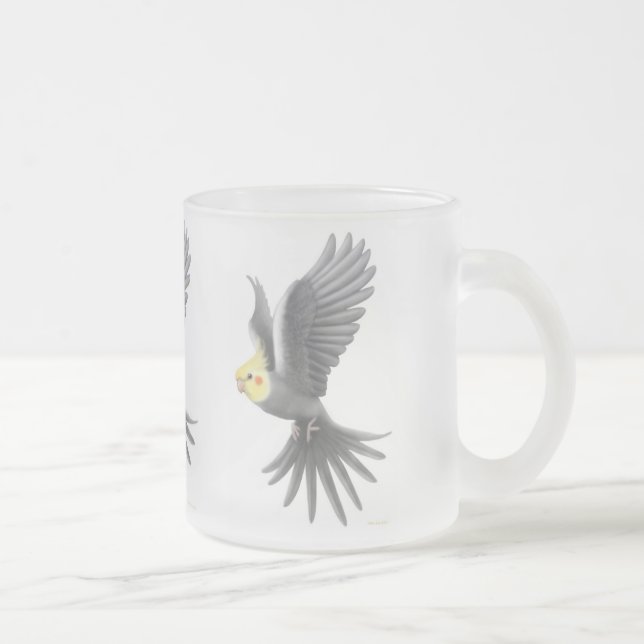 De Café Vidro Jateado Caneca do Cockatiel do vôo (Direita)