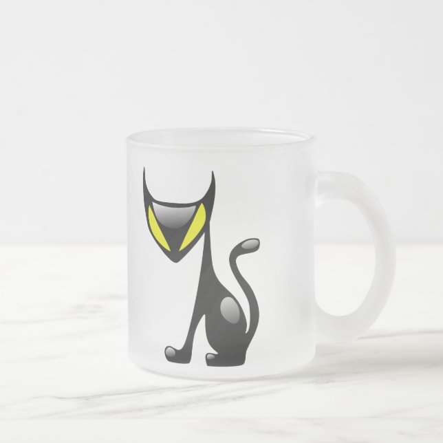De Café Vidro Jateado Caneca do fosco do gato do demónio (Direita)